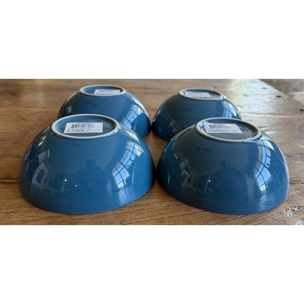 Le Creuset Stoneware 22oz Vancouver Soup Cereal Bowls Setof 4 Deep Teal Blue NEW - Picture 4 of 5